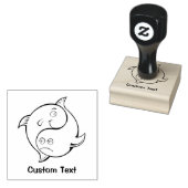 陰陽の魚のキャラクタースタンプ ラバースタンプ (押印)