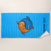 陰陽の魚のキャラクター ビーチタオル (正面)