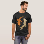 陰陽の鯉の魚の調和イラスト Tシャツ (正面フル)