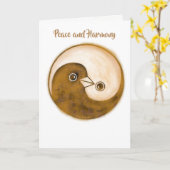 陰陽の鳩の平和及び調和の挨拶状 カード (黄色い花)