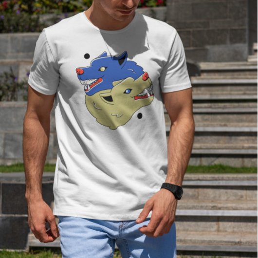 陰陽ウォルフイラストレーション Tシャツ