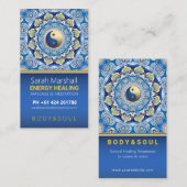 陰陽エネルギーヒーリングブルーイエローマンダラ 名刺 (正面/裏面)