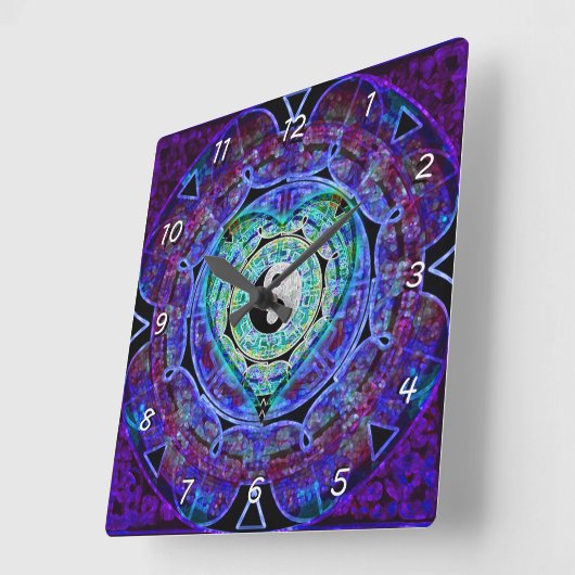 陰陽エネルギー流 スクエア壁時計 (傾斜)