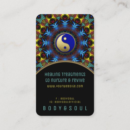 陰陽エネルギー王室のヒーリングブルー金ゴールド 名刺 (裏面)
