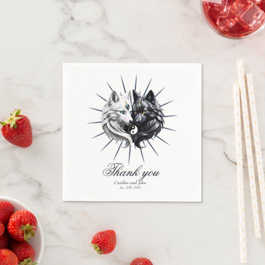 陰陽オオカミ。 スタンダードカクテルナプキン (インサイチュ)