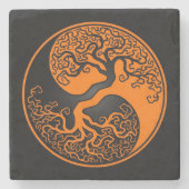 陰陽オレンジおよび黒い生命の樹 ストーンコースター (正面)