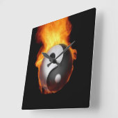 陰陽オンファイアウォール時計 スクエア壁時計 (傾斜)