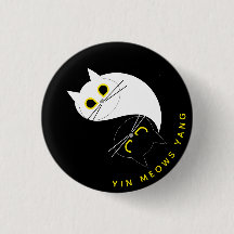 陰陽キャットバッジ – Zen & Sass Black & White Pin