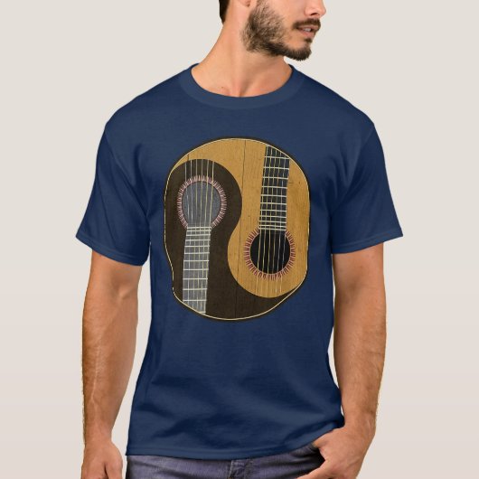 陰陽ギタリスト クール ミュージシャン 音楽好き ギター Tシャツ (正面)