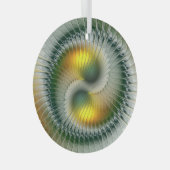 陰陽クリスマスカラー抽象芸術フラクタルアート ガラスオーナメント (正面右)