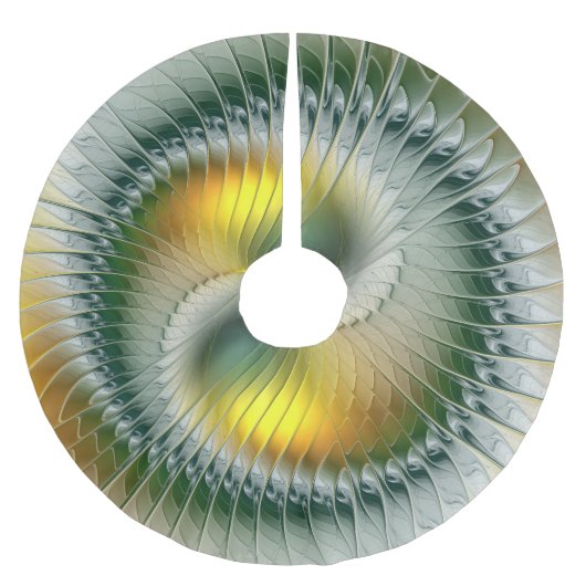 陰陽クリスマスカラー抽象芸術フラクタルアート ブラッシュドポリエステルツリースカート (正面)