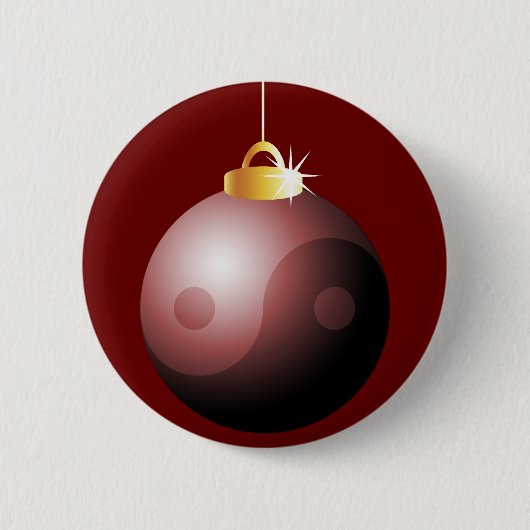 陰陽クリスマスボールin赤 缶バッジ (正面)
