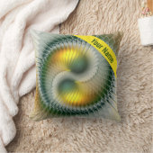 陰陽グリーンイエロー抽象芸術アーカラフルト名 クッション (ブランケット)