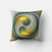 陰陽グリーンイエロー抽象芸術アーカラフルト名 クッション (裏面)