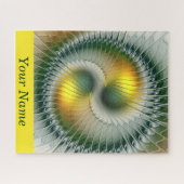 陰陽グリーンイエロー抽象芸術カラフルアート名 ジグソーパズル (横)