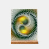 陰陽グリーンイエロー抽象芸術フラクカラフルトル アクリルサイン (正面)