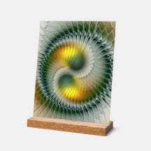 陰陽グリーンイエロー抽象芸術フラクカラフルトル