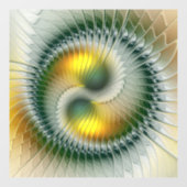 陰陽グリーンイエロー抽象芸術フラクカラフルトル ウィンドウサイン (シート)