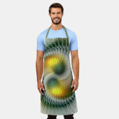 陰陽グリーンイエロー抽象芸術フラクカラフルトル エプロン (着用した状態)