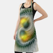 陰陽グリーンイエロー抽象芸術フラクカラフルトル エプロン (インサイチュ)