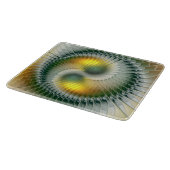 陰陽グリーンイエロー抽象芸術フラクカラフルトル カッティングボード (角)