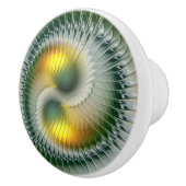 陰陽グリーンイエロー抽象芸術フラクカラフルトル セラミックノブ (右)