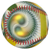 陰陽グリーンイエロー抽象芸術フラクカラフルトル ソフトボール (正面左)