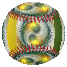 陰陽グリーンイエロー抽象芸術フラクカラフルトル ソフトボール