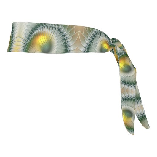 陰陽グリーンイエロー抽象芸術フラクカラフルトル タイヘッドバンド (回転90)