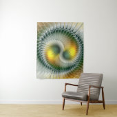 陰陽グリーンイエロー抽象芸術フラクカラフルトル タペストリー (インサイチュ)