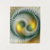 陰陽グリーンイエロー抽象芸術フラクカラフルトル タペストリー (正面)