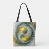 陰陽グリーンイエロー抽象芸術フラクカラフルトル トートバッグ (裏面)