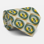 陰陽グリーンイエロー抽象芸術フラクカラフルトル ネクタイ (ロール)