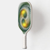 陰陽グリーンイエロー抽象芸術フラクカラフルトル ピックルボールラケット (左)