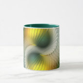陰陽グリーンイエロー抽象芸術フラクカラフルトル マグカップ (中央)