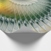 陰陽グリーンイエロー抽象芸術フラクカラフルトル ラッピングペーパー (角)