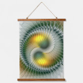 陰陽グリーンイエロー抽象芸術フラクカラフルトル 吊り下げ型タペストリー (正面)