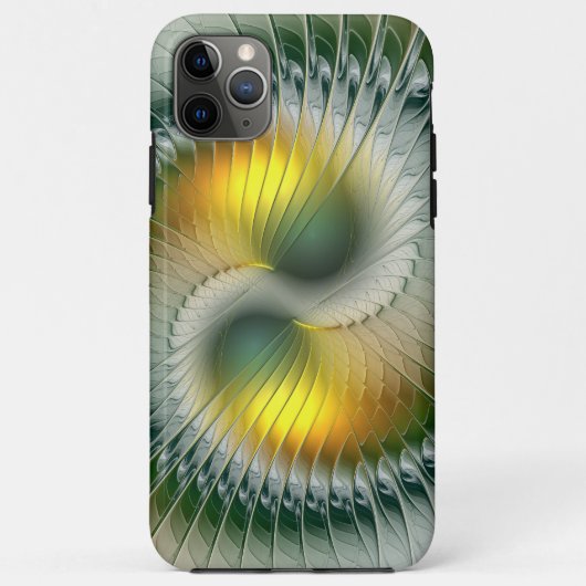 陰陽グリーンイエロー抽象芸術フラクカラフルトル Case-Mate iPhoneケース (裏面)