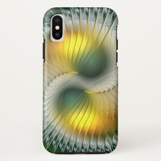 陰陽グリーンイエロー抽象芸術フラクカラフルトル Case-Mate iPhoneケース (裏面)