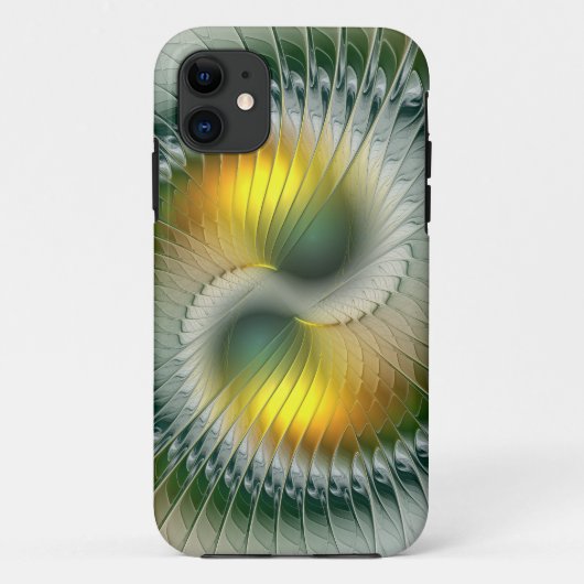 陰陽グリーンイエロー抽象芸術フラクカラフルトル Case-Mate iPhoneケース (裏面)