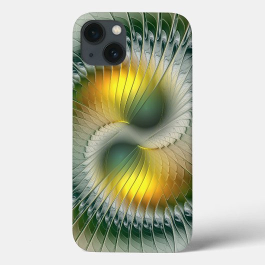 陰陽グリーンイエロー抽象芸術フラクカラフルトル Case-Mate iPhoneケース (裏面)