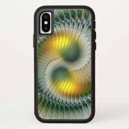 陰陽グリーンイエロー抽象芸術フラクカラフルトル iPhone 13ケース