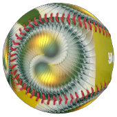 陰陽グリーンイエロー抽象芸術フラクタルアート名 ソフトボール (正面左)