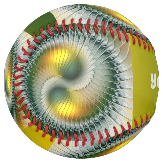 陰陽グリーンイエロー抽象芸術フラクタルアート名 ソフトボール (正面左)