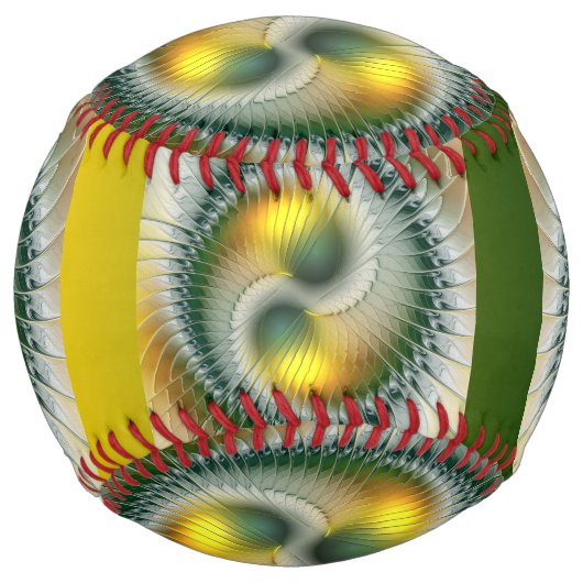 陰陽グリーンイエロー抽象芸術フラクタルアート名 ソフトボール (裏面)