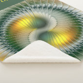 陰陽グリーンイエロー抽象芸術フラクタル文字 シェルパブランケット (3/4)