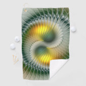 陰陽グリーン金ゴールド抽象芸術カラフルフラクタルアート ゴルフタオル (インサイチュ)