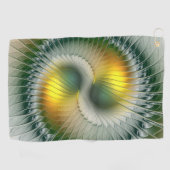 陰陽グリーン金ゴールド抽象芸術カラフルフラクタルアート ゴルフタオル (横)