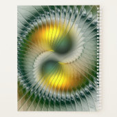 陰陽グリーン黄色抽象芸術フラクタル自己名 プランナー手帳 (裏面)