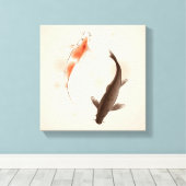 陰陽コイのスタイル絵画魚 キャンバスプリント (インサイチュ (ウッドフロア))